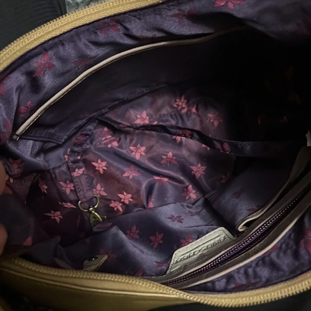 Anuschka hand painted leather golden hobo style shoulder bag